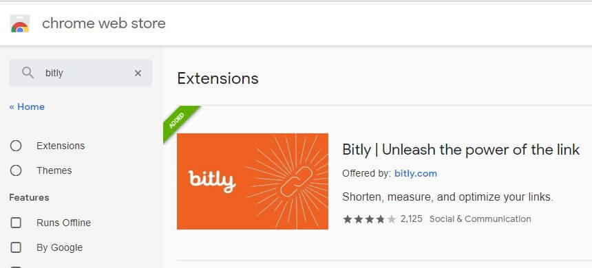 Bitly extension for chrome and firefox