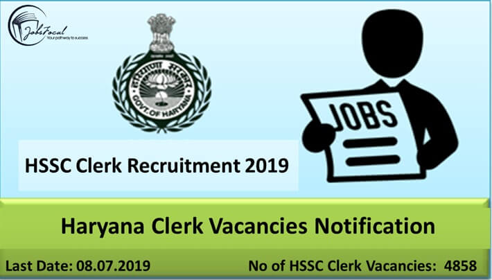 HSSC Clerk Jobs 2019 Notification | Haryana Clerks 4858 Recruitment Apply Online﻿