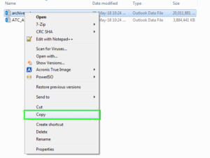 Archive files in Microsoft Outlook email