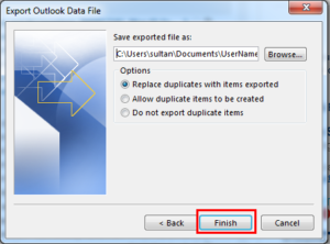 Export Outlook Email Backup Data File