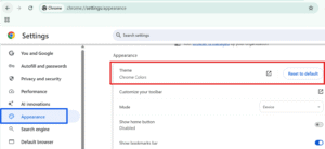 Adjust Dark theme in Chrome broswer settings